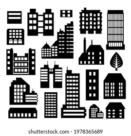 Set of silhouettes Architecture vector illustration city for business concept buildings houses urban infrastructure