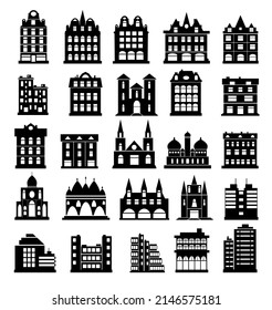 Set of silhouettes Architecture vector illustration city for business concept buildings houses urban infrastructure