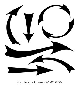 A set of silhouettes arrows Vector illustration.