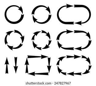 A set of silhouettes arrows Vector illustration.