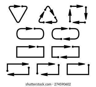 A set of silhouettes arrows Vector illustration.