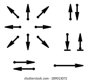 A set of silhouettes arrows Vector illustration.
