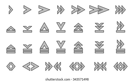A set of silhouettes arrows Vector illustration.