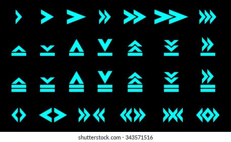 A set of silhouettes arrows Vector illustration.