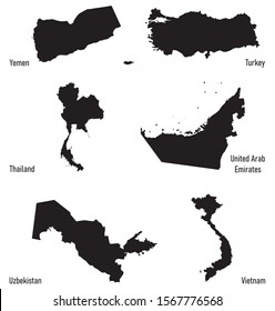 set silhouettes of Asia countries vector illustration