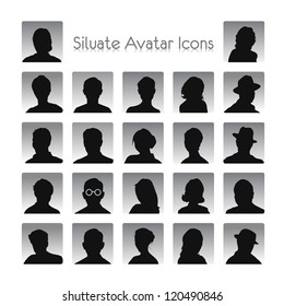 Set of silhouettes of avatar