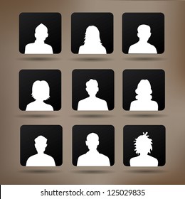 Set of silhouettes of avatar ,vector