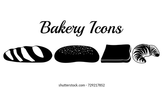 Set of silhouettes of bakery products, Vector illustration