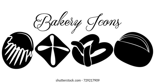 Set of silhouettes of bakery products, Vector illustration