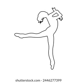 Set of silhouettes of ballerinas in dance poses, movements, positions. Set of dancing silhouettes in different poses and positions.