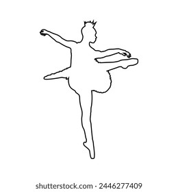 Set of silhouettes of ballerinas in dance poses, movements, positions. Set of dancing silhouettes in different poses and positions.