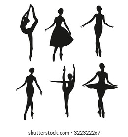 Set of silhouettes ballerina-vector illustration.