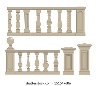 Set  of silhouettes balusters