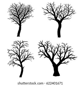 Black Tree Silhouettes On White Background Stock Vector (Royalty Free ...