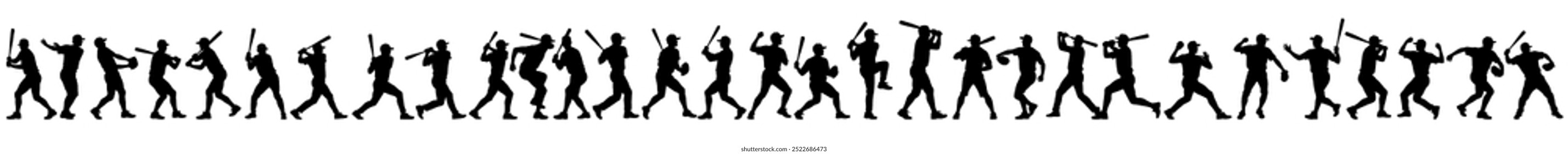 Set of silhouettes of baseball