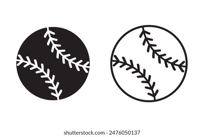 Set of silhouettes of baseball balls on white background Baseball sports concept, baseball ball icon for sports apps and websites