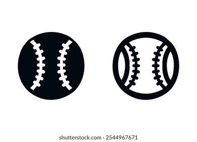 Set of silhouettes of baseball balls on white background Baseball sports concept, vector