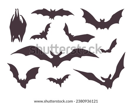 Set of silhouettes of bats for Halloween