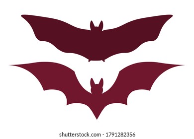 Set of silhouettes of bats on the white background. Template for background, banner, card, poster. Vector EPS10 illustration