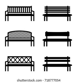 Set of silhouettes of benches, vector illustration