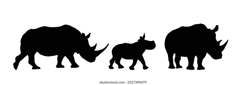 The set of silhouettes of big rhinoceroses.
