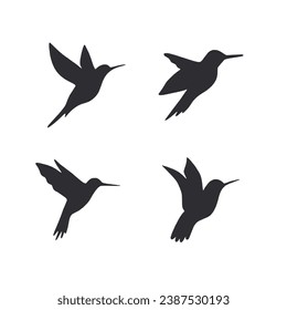 set of silhouettes of birds