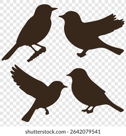 set of silhouettes of birds. eps 10.