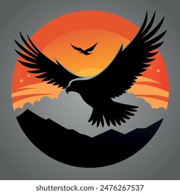 set of silhouettes of birds Vector illustration silhouette image icon.