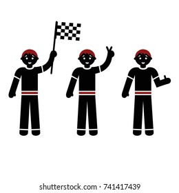 set of silhouettes of  black man