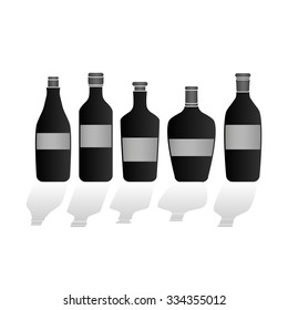 set of silhouettes of bottles - vector isolated illustration