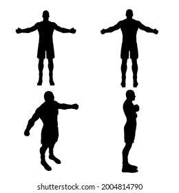 Se coloca con siluetas de boxer en diferentes posiciones aisladas en fondo blanco. Ilustración del vector
