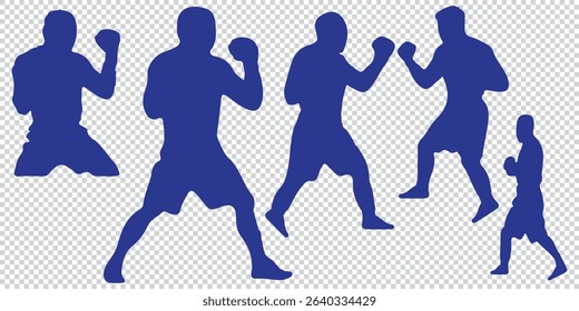 Set of silhouettes of boxer fighting EPS 10