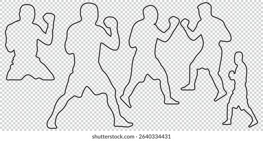Set of silhouettes of boxer fighting EPS 10