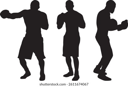 A set silhouettes boxing isolated 
