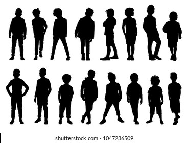 conjunto de siluetas de niños en diferentes movimientos