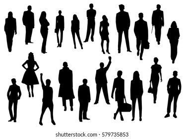 Set Silhouettes Business Man Womenvector Stock Vector (Royalty Free ...