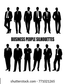 Set of silhouettes of business people in suit.