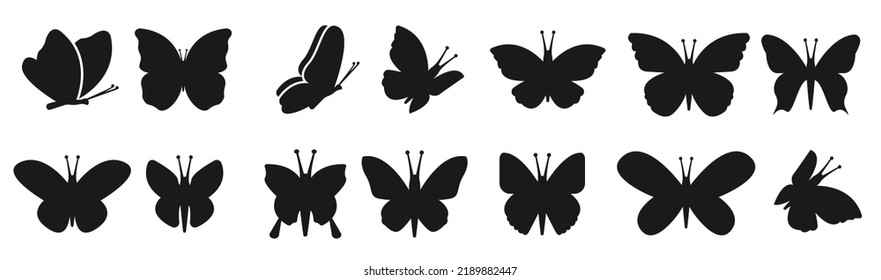 Set of silhouettes of butterflies icon, vector illustration