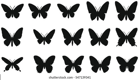 Set of silhouettes of butterflies. Vector illustration