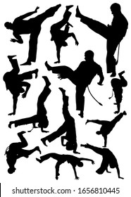 Silhouetten von Capoeira-Athleten Vektorillustration Illustration