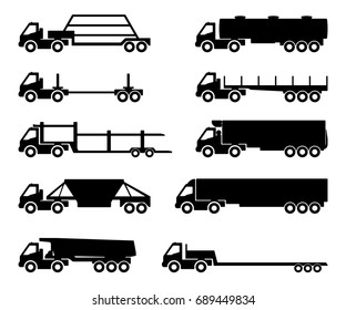 Set Silhouettes Cargo Trucks Stock Vector (Royalty Free) 689449834 ...