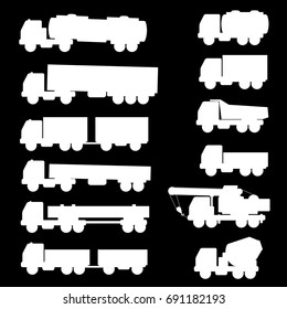 Set of silhouettes the cargo trucks.