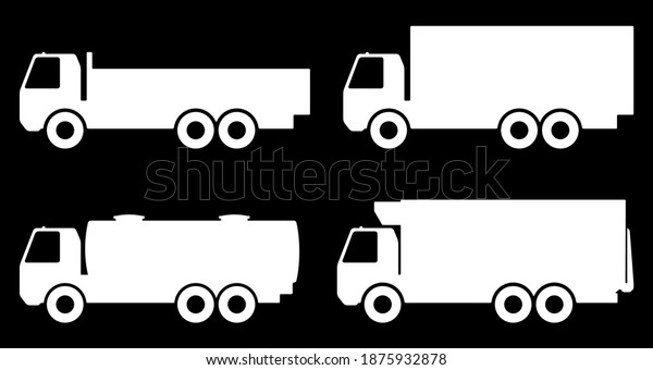 Set Silhouettes Cargo Trucks Vector Illustration Stock Vector Royalty