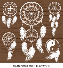 set of silhouettes of catchers for dreams