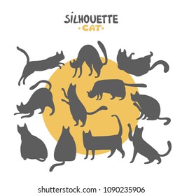  Set of silhouettes of cats. Vector illustration. can used in patterns, backgrounds, flyers, posters, covers.