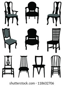 Set of silhouettes chairs-vector