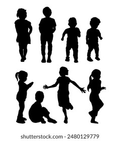 Set of silhouettes of children - vector illustration