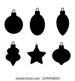 Set of silhouettes of Christmas balls. Vector illustration