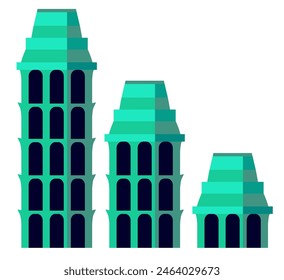 A set of silhouettes of city buildings, background cities flourishing, fully built, concentrated  the neat and dense hard and strong modern building