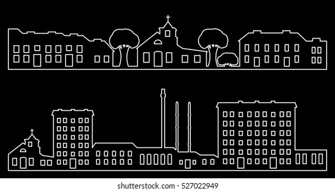 Set of silhouettes the cityscapes. Vector illustration.